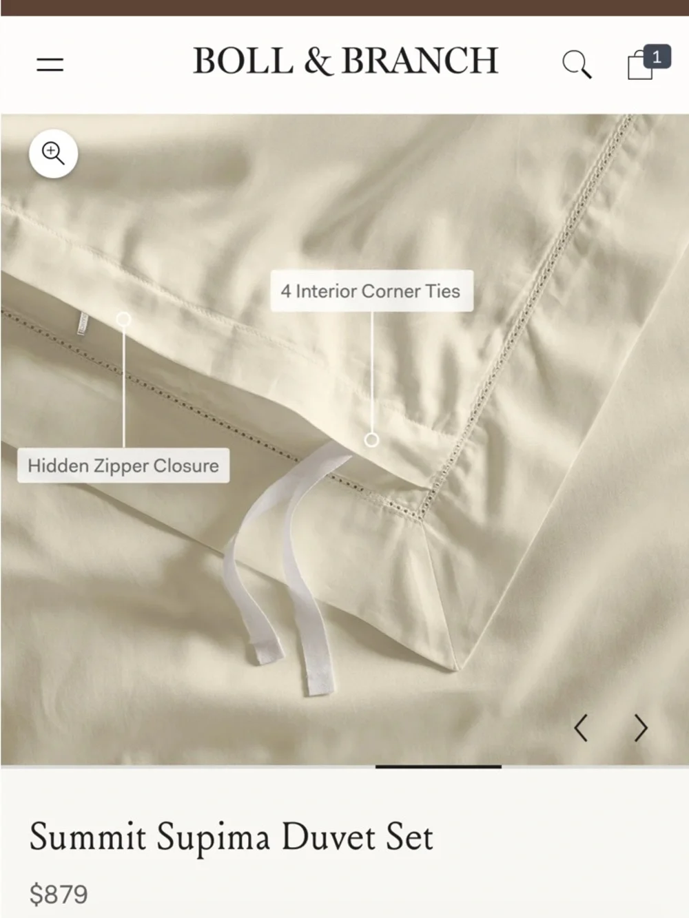 Boll & Branch Summit Collection Supima Duvet King Cal King Pewter NWOT